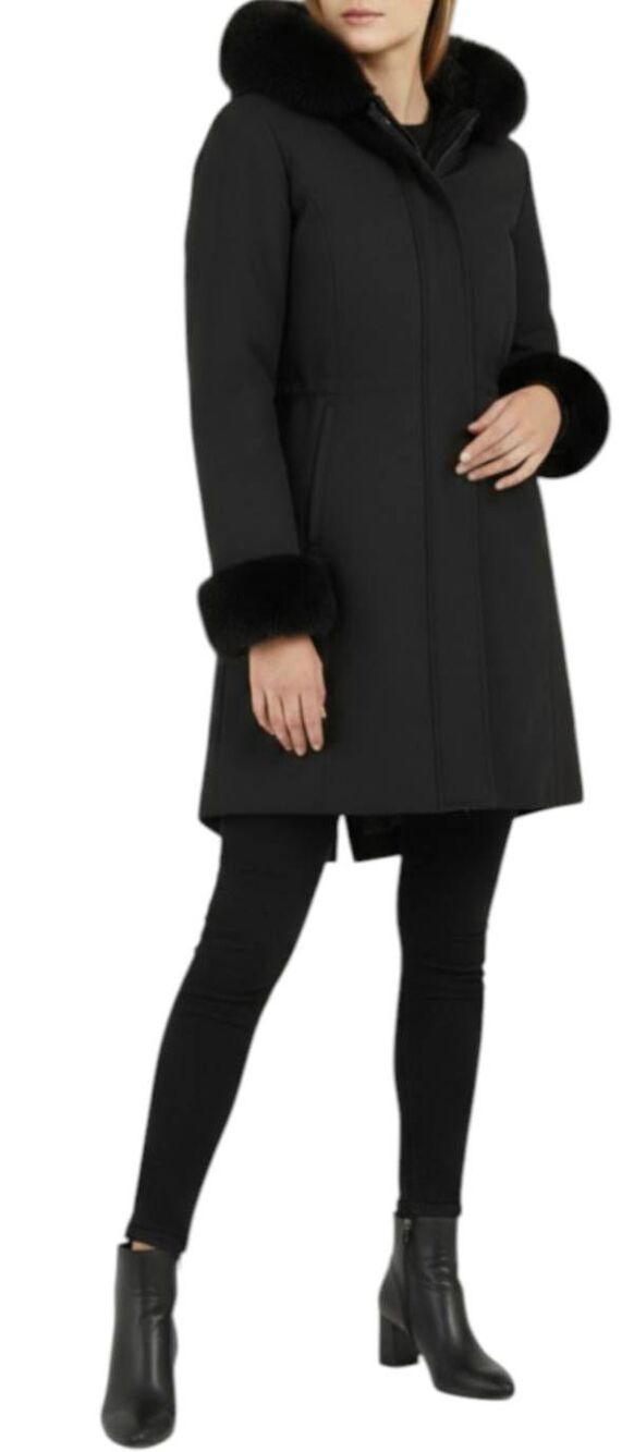 ANDREW MARC Layla Faux Fur Hooded Overcoat Size XS
